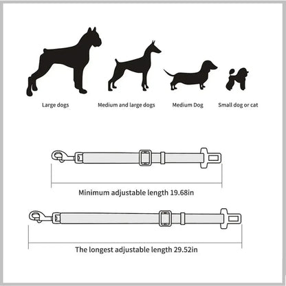 Cinturón de seguridad ajustable para mascotas – Clip para arnés